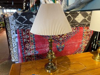 Solid Brass Vintage Table Lamp with Accordion Lamp Shade