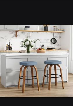 Swivel Bar Stools ( Set of 2), SH 26"
Counter Height Backless Bar Stools
Fabric Upholstered Blue