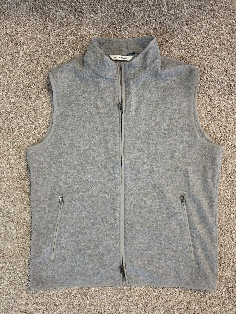 Peter Millar Crown 100% Lux Wool / Fleece Vest British Gray Size M / MSRP $495