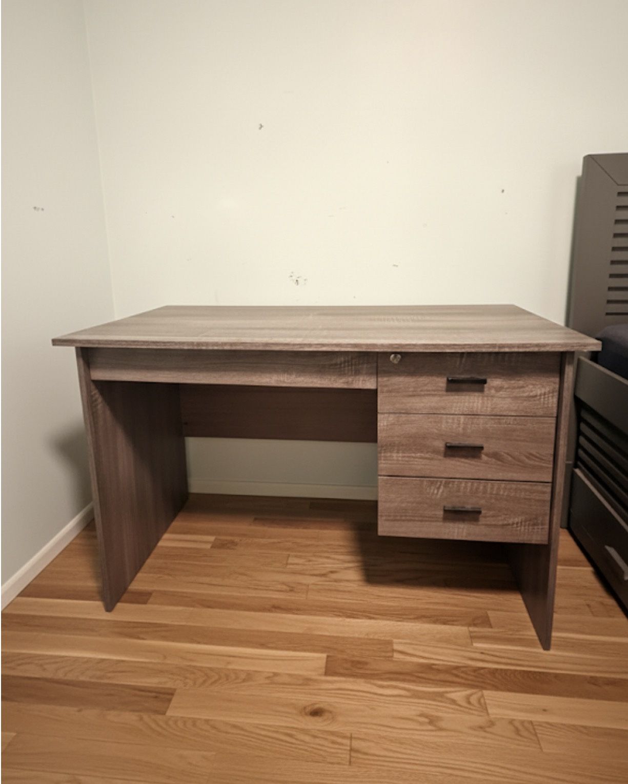 Home Office Desk, 3 Drawer, Distressed Grey