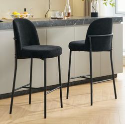 Black Upholstered Bar Stools Set of 2