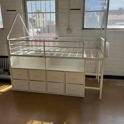 Twin Loft Bed With Built In Storage Metal 