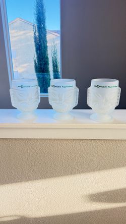 Vintage Walt Disney World Polynesian Village 6" Frosted Glass Tiki Mug Cup (Set of 3)