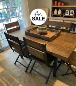 6 Piece Dining Room Set - Includes Table & 4Chairs, 1 Bench Brown