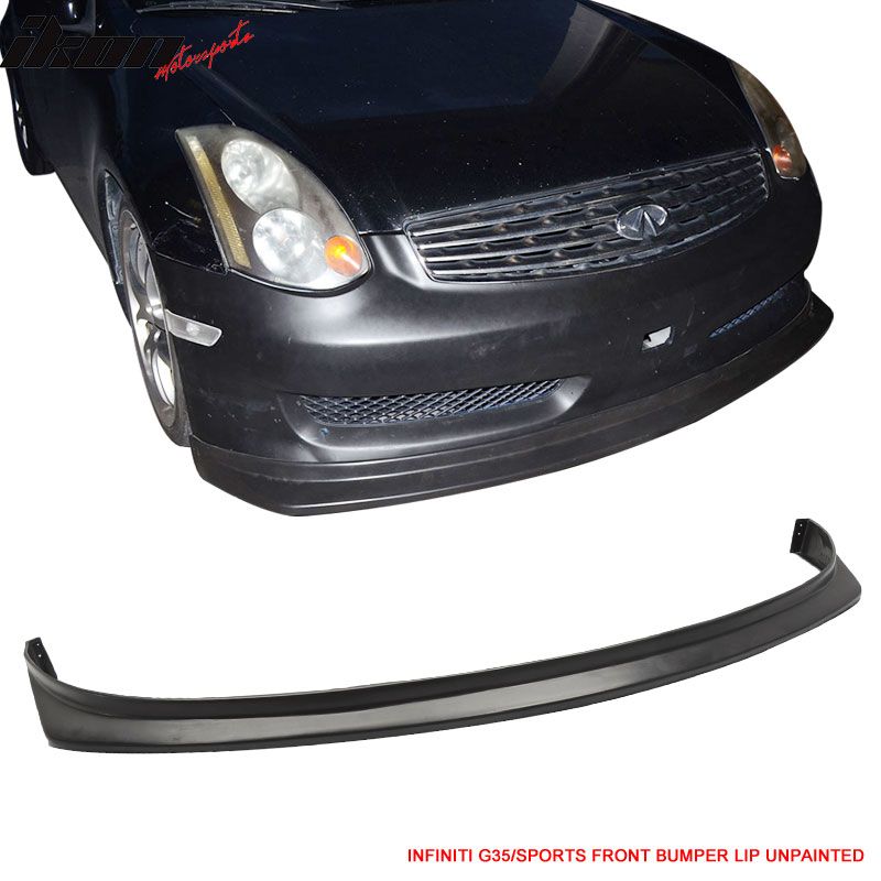 Fits 2006-2007 Infiniti G35 Sport Front Bumper Lip Spoiler Kit Unpainted Black PU