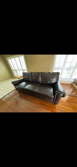 Brown leather couch