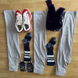 Baseball Turf Shoes, Cleats, Pants, Gamer Socks And Batting Glove. 