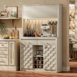 71.1" LED Kitchen Storage Cabinet with Charging Station