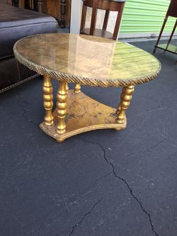 Neoclassical Glass Top Center Table