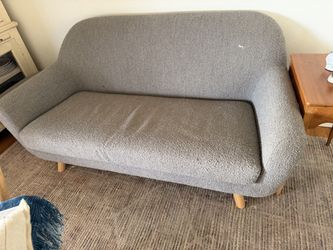 Love Seat + Ottoman - 64" Grey Boucle "Gabriela" from https://offerup.com/redirect/?o=QXJ0aWNsZS5jb20=