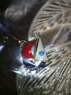 Juicy Couture Red White & Blue Rhinestones Sail Boat