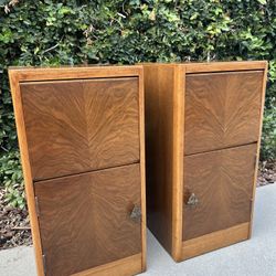 UK Import – Gorgeous Rare 1930s Art Deco Walnut Nightstands – Pair