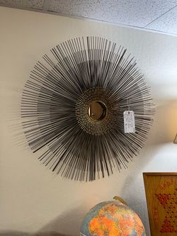 Sunburst Wire Mirror Brutalist Style