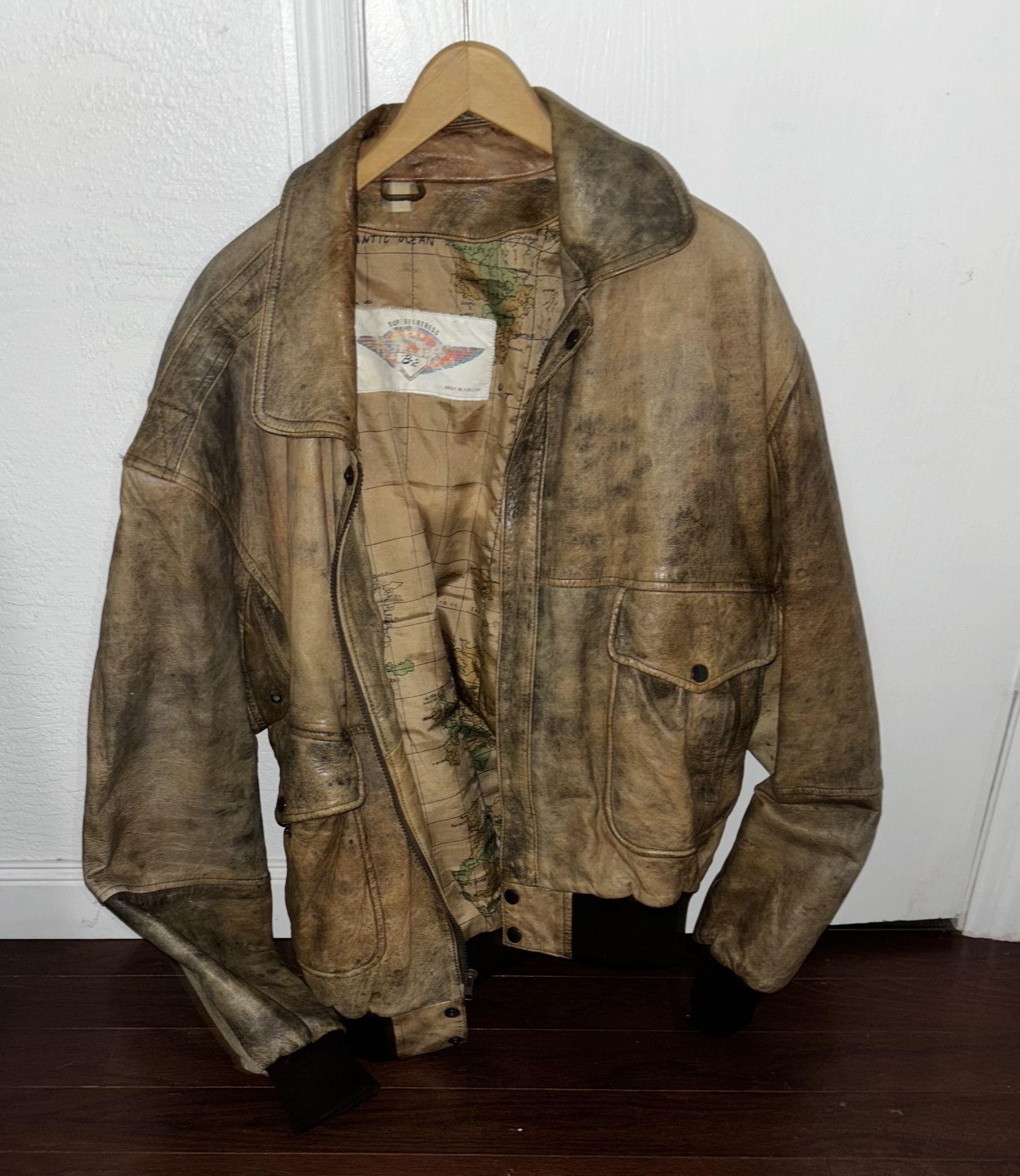 Brown Leather Bomber Jacket