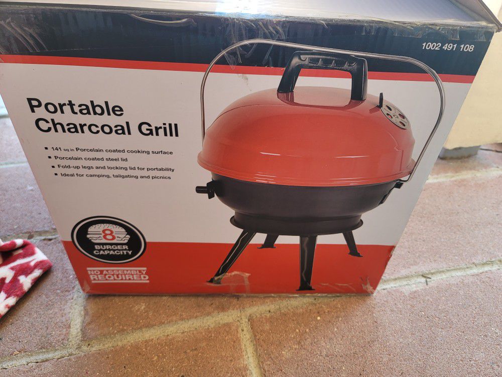 Portable Charcoal Grill In Red