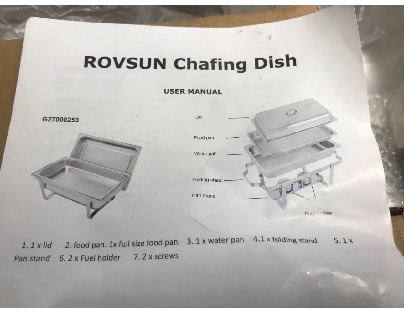 Rovsun Set of 2 8QT Square Stainless Steel Chafing Dish Pan set