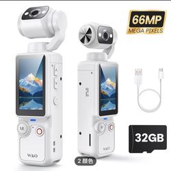 W & O Portable 2.5K Video Recorder with 180° Rotating Lens, Vlogging Camera,Pock