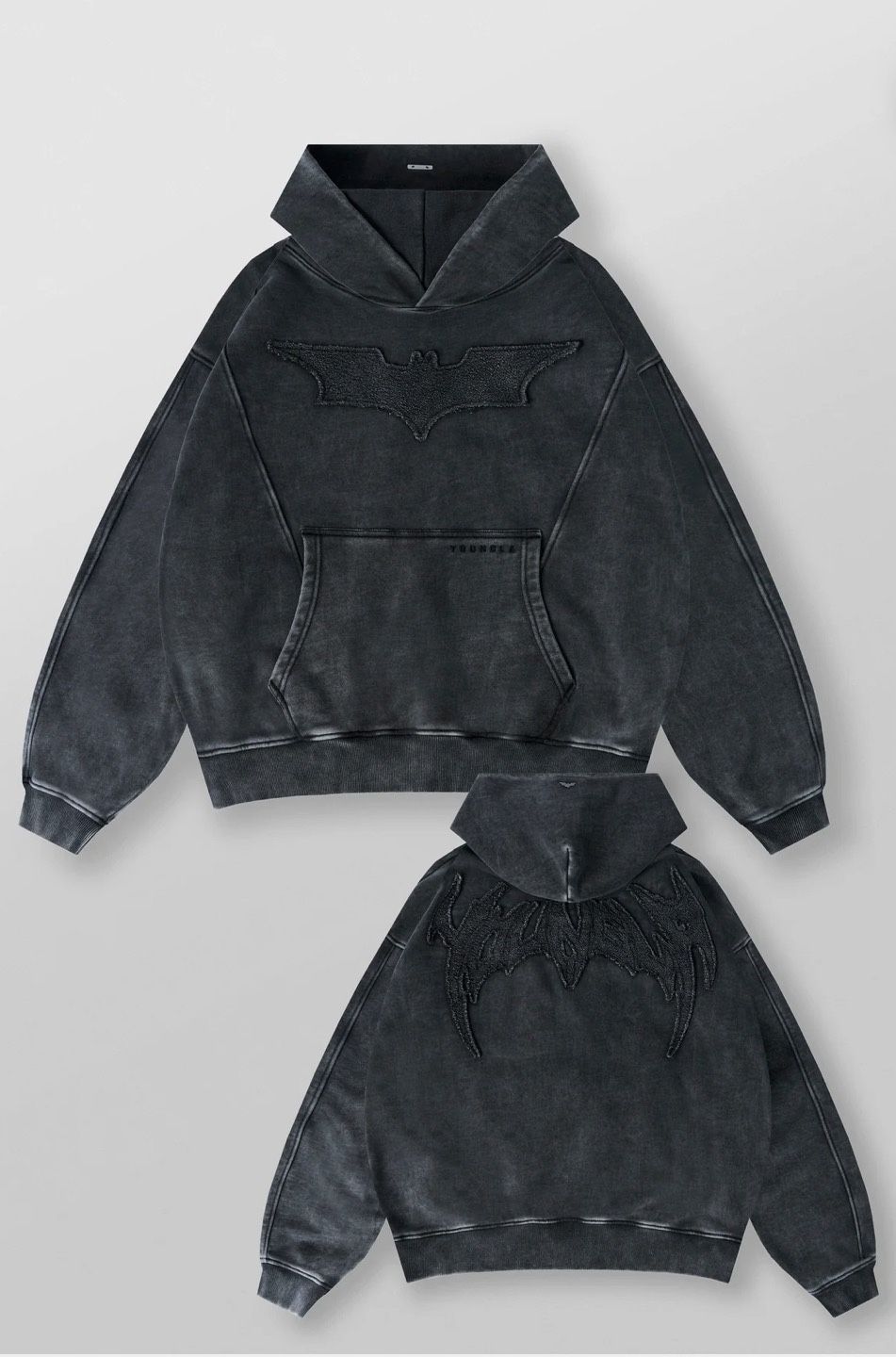 Young LA BATMAN STEALTH HOODIE. (Grey Wash)