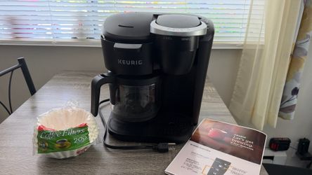 Keurig K-Duo Essentials Double Coffee Maker. Best of both worlds!  Instruction Manual and Coffee Filters Included.  Hardly Used