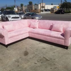 BRAND NEW 7x9ft SECTIONAL SOFAS, pink microfiber. CUSTOM made available