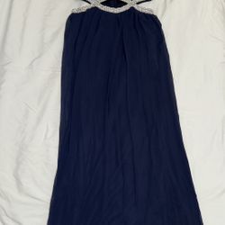 David’s Bridal Navy long dress (size 3)