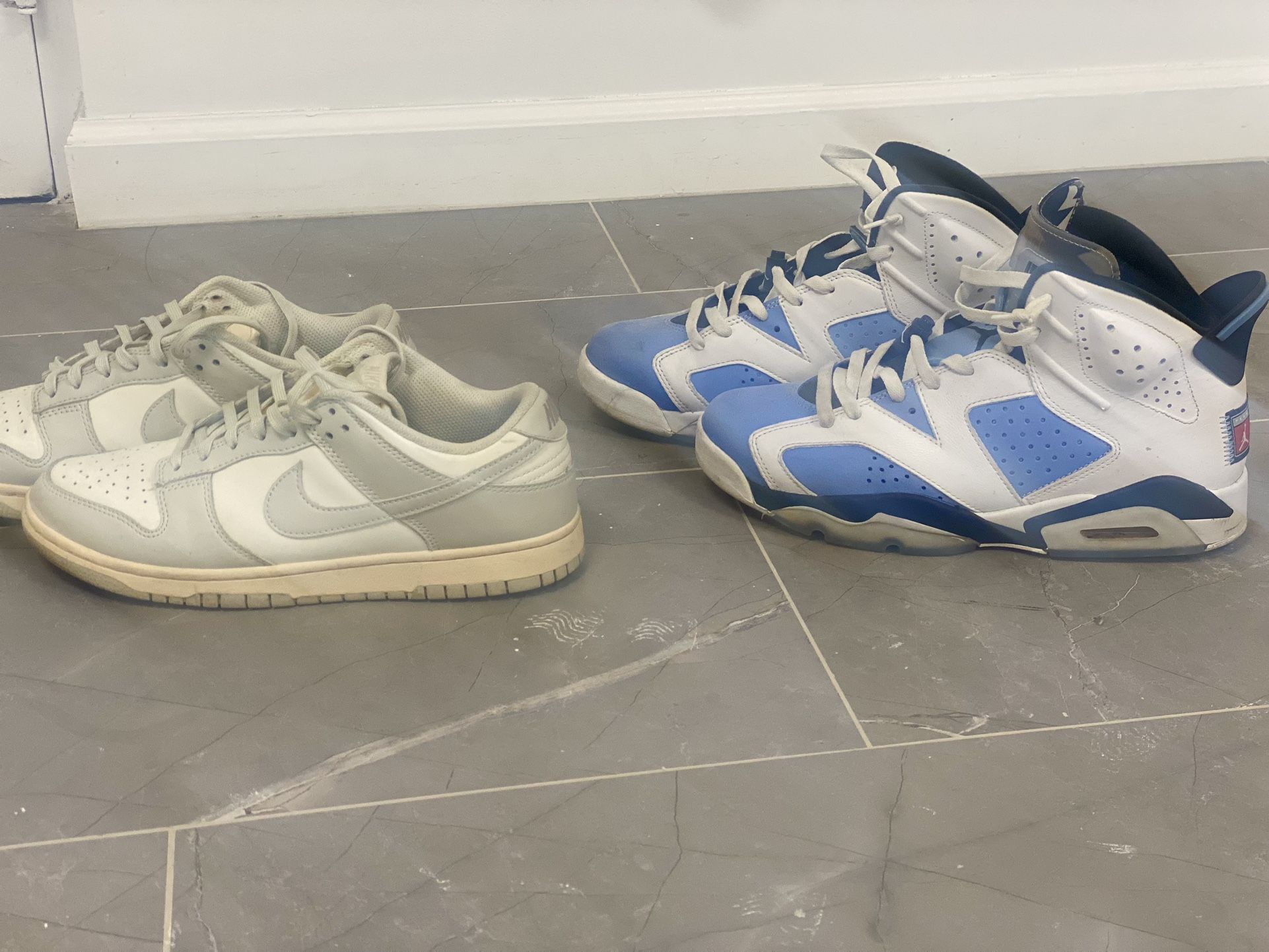 Jordan 6 UNC Sz 10, Nike Sail Dunks Sz 11
