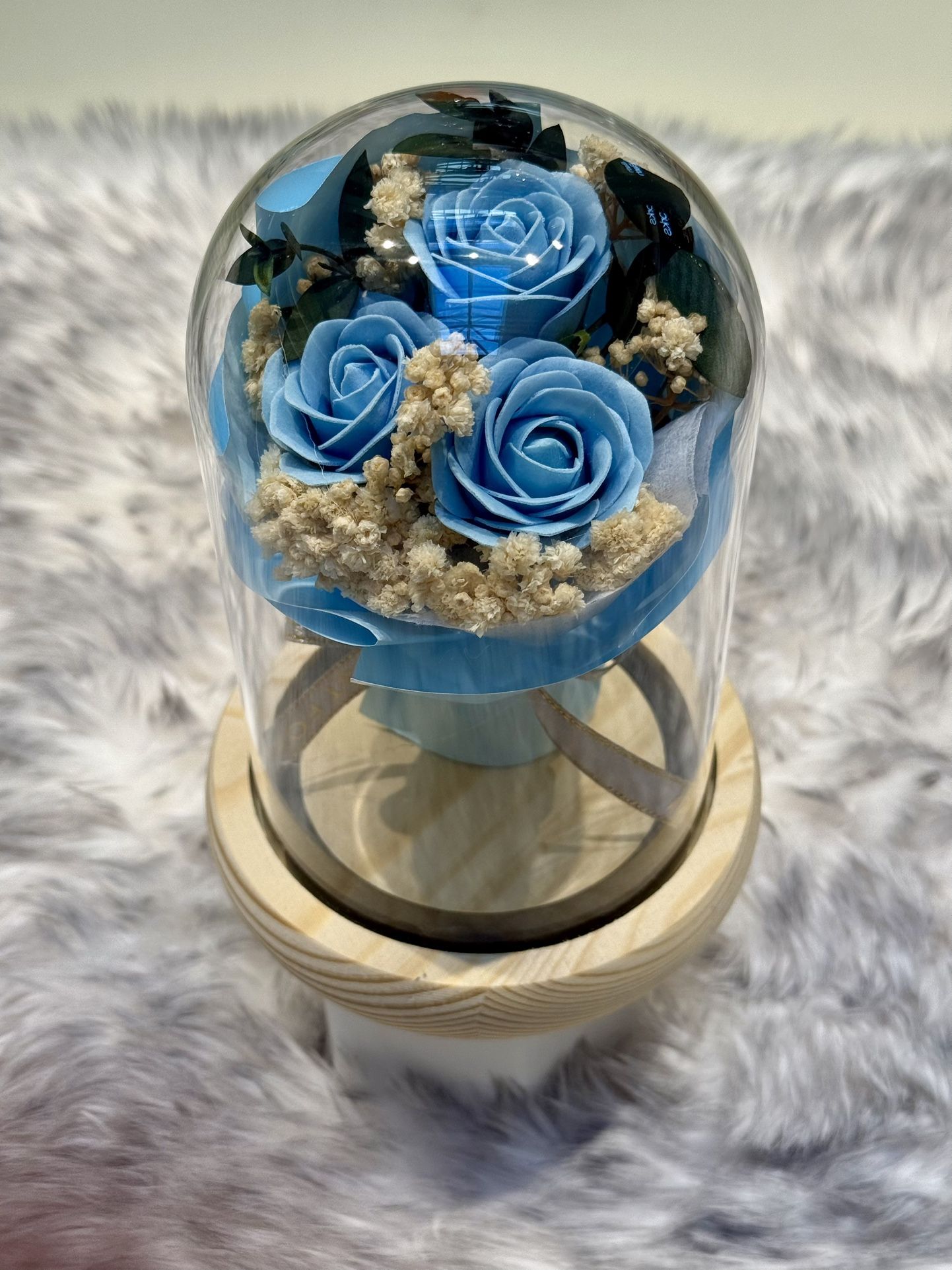 Preserved Soap Flower Bouquet In glass Dome