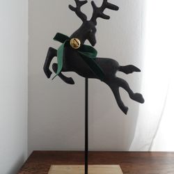 Decorative Metal Deer on Wood Stand — Cute Holiday/Home Decor 🦌