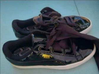 PUMA Basket Heart Patent Black Size 7 Shoes