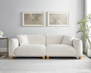 89.37'' 2-Seater Chic Boucle Sofa with Wooden Legs for Modern Home