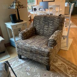 Comfy Brown Floral Accent Arm Chair