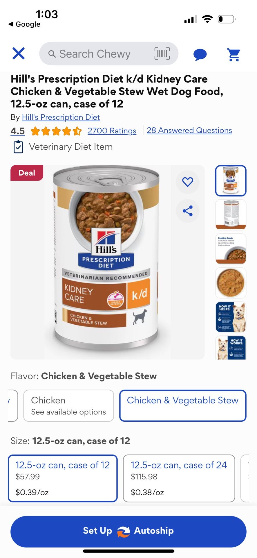 Hills KD K/d Wet Dog Food $40 For 12 Cans