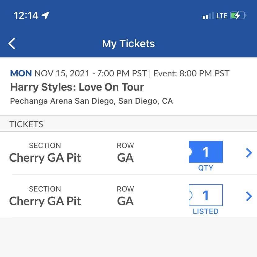 Harry Styles Cherry Pit Ticket
