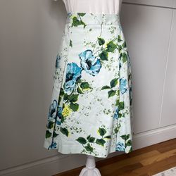 Banana Republic Green Floral A-line Skirt Size 0