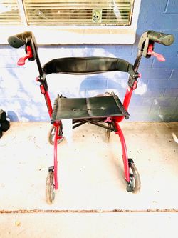 Red Rollator Walker with Seat