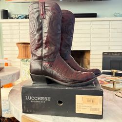 Lucchese Caiman Crocodile Boots Black Cherry Size 11 D made in the USA Rare Taking offers!