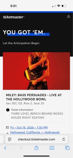 MILEY CYRUS TICKET