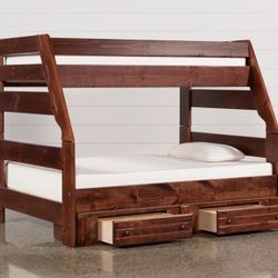Twin Over Full Bunk Bed Solid Wood