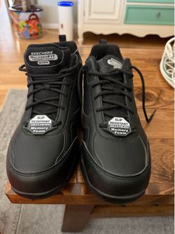 Skechers Relaxed Fit Work Shoes Slip Resistant Black Men's 12