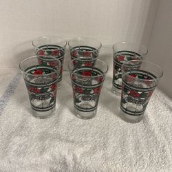 5 Vintage Christmas Coca Cola Glasses 