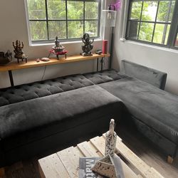 Beautiful Black Sectional Sofa with storage