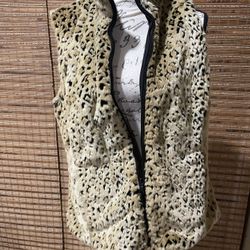 Leopard Print Reversible Black Vest 