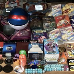 Pokemon coins,pin,keychain,empty deck boxes,mini binders & more lot of 181 items  Deck boxes Empty tins Mini Binders coins dice Gx marker vstar marker