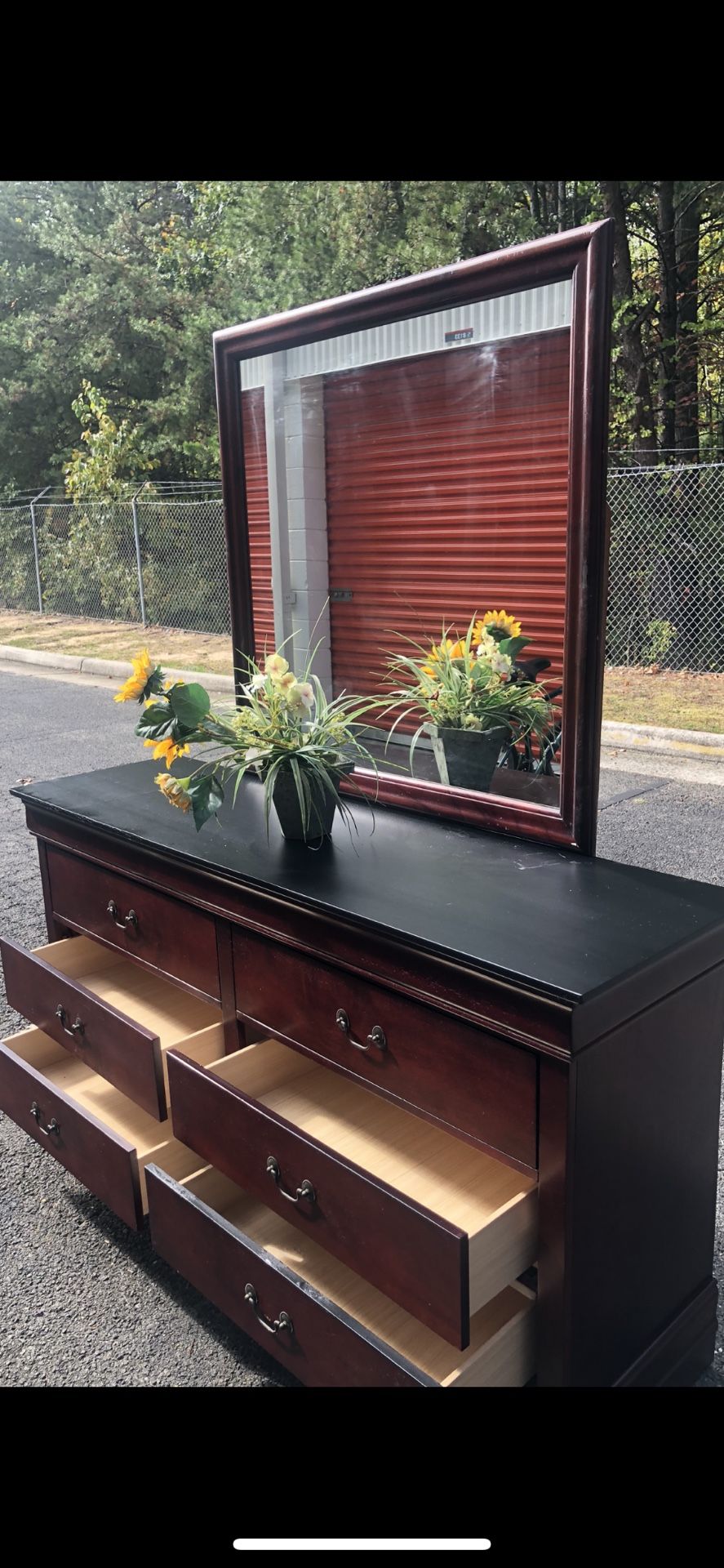 Ashley Furniture Solid Wood Long Dresser With Big Drawers , Big Mirror. Drawers Sliding Smoothly. Delivery Available