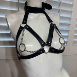 New adjustable leather harness lingerie top goth gothic boho punk festival emo