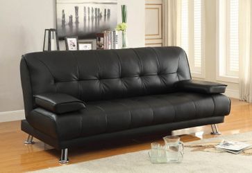 Brand New Black Leatherette Tufted Sofa Bed
