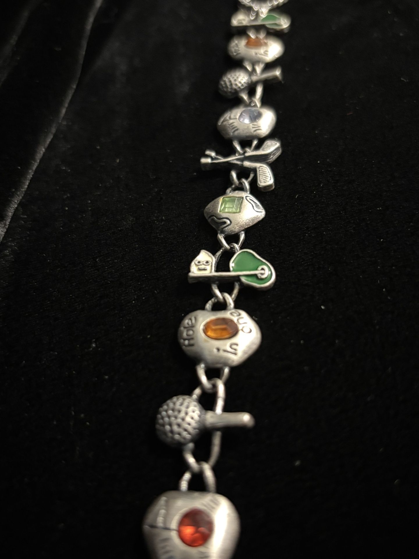 Silver Charm golf Bracelet with Multicolor Accents