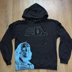 SDL Chapo Blue Rhinestone Men Pullover Hoodie Size L