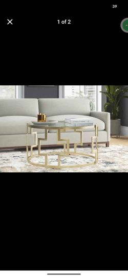 Round Glass Top Gold Coffee Table