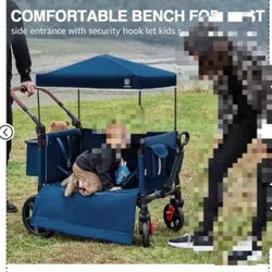 EVER ADVANCED 2-Kid Side-Unzip Wagon Stroller - Adjustable Handle, UV Canopy & Shock-Absorbing Wheels $190